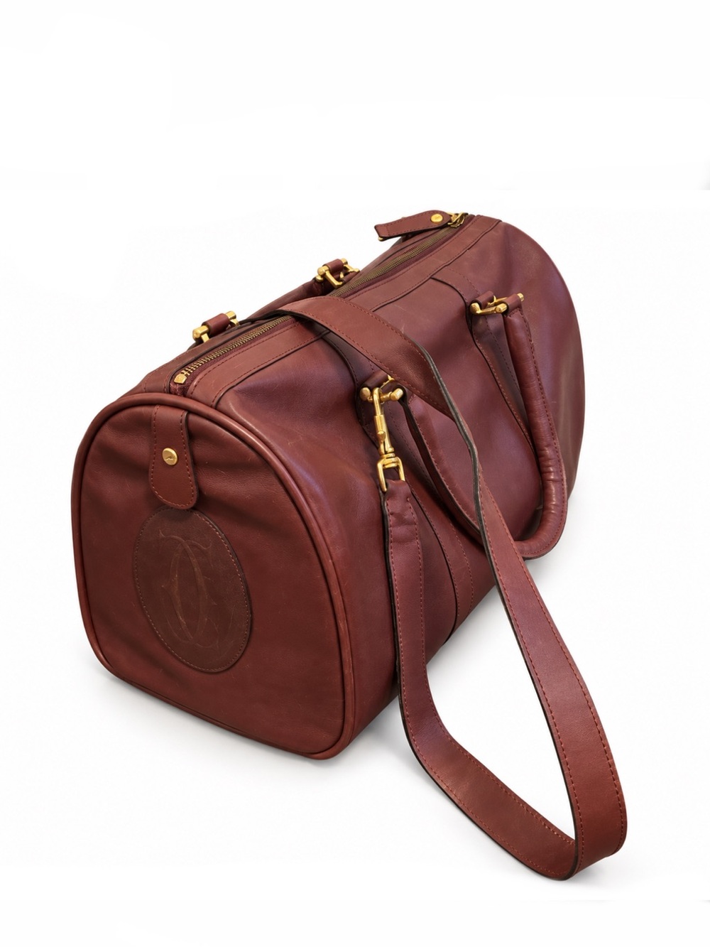 Cartier Duffle Maroon Burgundy Leather Weekend/Travel Bag